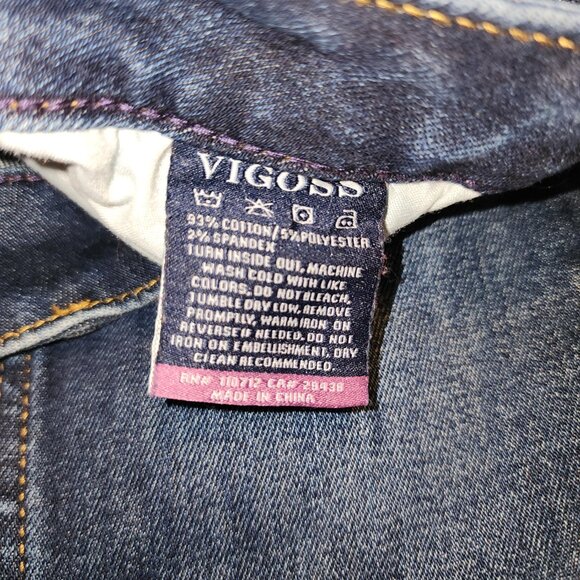 Vigoss Distressed Jagger Skinny Jeans, Dark Wash, Size 4/27 - Picture 5 of 6